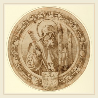 Sebald Beham, German (1500-1550), Saint Sebald Carrying the Model of His Church in Nuremberg, c.
