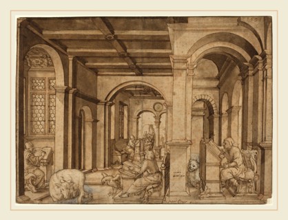 Master I.K., German (active second quarter 16th century), Four Evangelists in a Scriptorium, 1539,