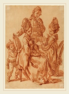Johann Eleazar Schenau, German (1737-1806), The Letter, red chalk on laid paper