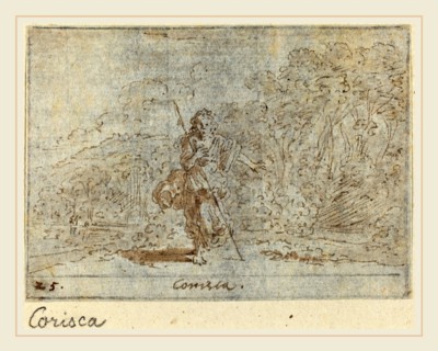 Johann Wilhelm Baur, German (1607-1641), Corisca, 1640, pen and brown ink with brown wash on laid