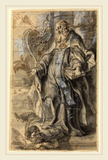 Gottfried Bernhard GÃ¶tz, German (1708-1774), Saint Ambrose Suppressing Heresy, pen and brown ink