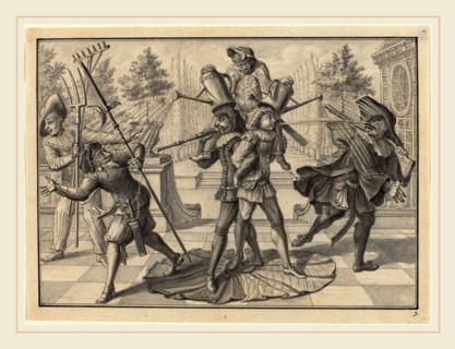 Johann Jacob SchÃ¼bler, German (1689-1741), Harlequin and Scaramouche Create a "Fountain", 1729,