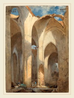 Martin Gensler, German (1811-1881), The Ruins of Saint Nicolai Church in Hamburg, 1871, watercolor