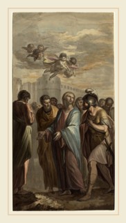 Ernest Zacharias Platner, German (1773-1855), Christ with Apostles and a Roman Soldier, watercolor