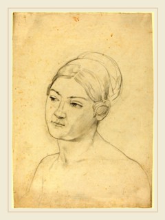 Moritz Daniel Oppenheim, German (1800-1889), Head of a Young Woman, graphite