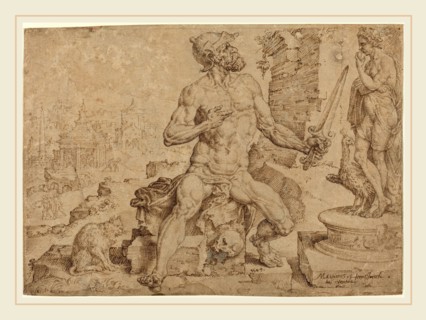 Maerten van Heemskerck (Netherlandish, 1498-1574), Simeon the Patriarch, 1549, pen and brown ink
