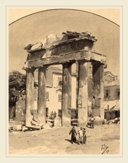 Themistocles von Eckenbrecher, German (1842-1921), Old Market Gate, 1890, pen and black ink and