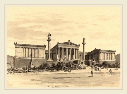 Themistocles von Eckenbrecher, German (1842-1921), Academy, 1890, pen and black ink and watercolor