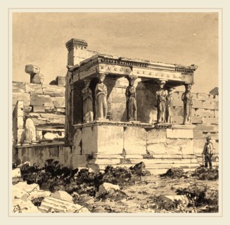 Themistocles von Eckenbrecher, German (1842-1921), Erechtheion, 1890, pen and black ink and