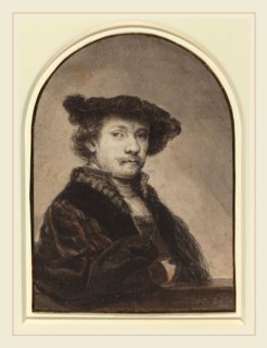 Ferdinand Bol, Dutch (1616-1680), Rembrandt van Rijn, c. 1640, chalk, pen and ink, brush and wash