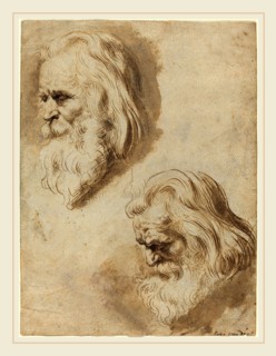 Paulus Pontius after Sir Peter Paul Rubens, Flemish (1603-1658), Two Studies of an Elderly Man's