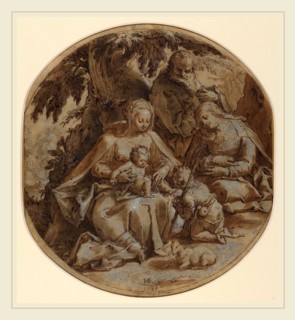 Hendrik Goltzius, Dutch (1558-1617), The Holy Family with Saint Elizabeth and Saint John the