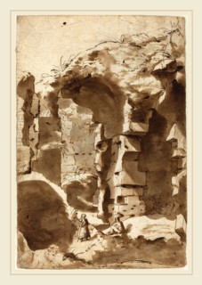 Attributed to Jan Asselijn, Dutch (c. 1610-1652), The Ruins of the Colosseum, pen and brown ink