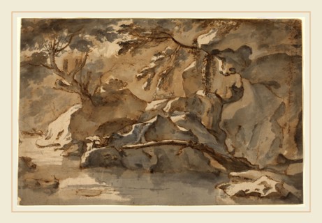 Herman van Swanevelt, Dutch (c. 1600-1655), Landscape, pen and brown ink with brown and gray wash