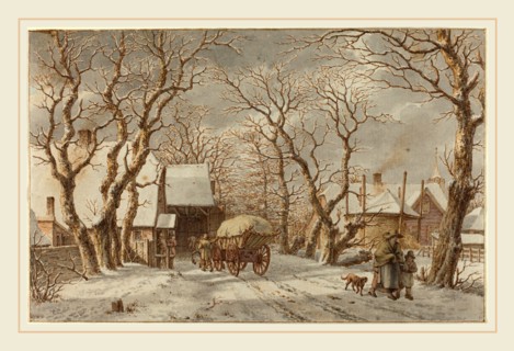 Jacob Cats, Dutch (1741-1799), Winter Scene, 1790, pen and brown ink with gray wash and watercolor
