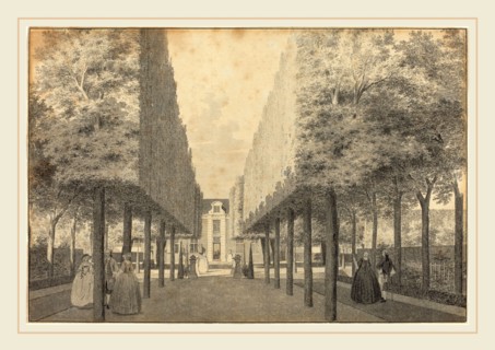 Cornelis Pronk, Dutch (1691-1759), Ladies and Gentlemen Enjoying a Dutch Garden, 1739, pen and gray