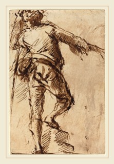 Giovanni Battista Piranesi, Italian (1720-1778), A Young Man with a Staff, c. 1765, pen and brown