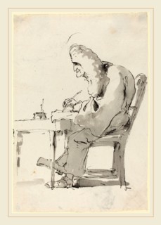 Giovanni Battista Tiepolo, Italian (1696-1770), A Venetian Lawyer at His Desk, c. 1760, pen and ink