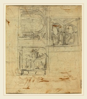 Italian 18th Century, Fantastic Architectural Studies, graphite on laid paper