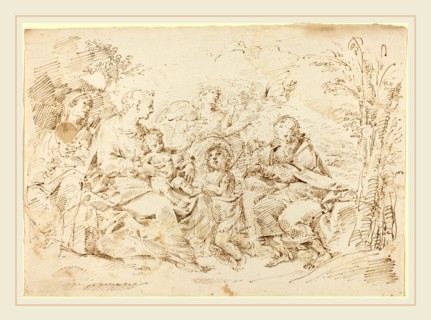 Attributed to Donato Creti, Italian (1671-1749), Holy Family with St. Elizabeth, St. John the