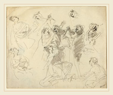 Giovanni Battista Cipriani, Italian (1727-1785), Figure Studies [recto], pen and black ink with