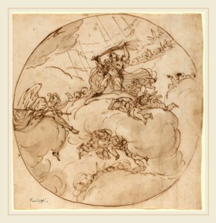 Ubaldo Gandolfi, Italian (1728-1781), The Apotheosis of San Vitale, 1781, pen and brown ink with