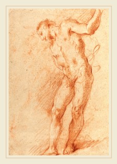 Gian Antonio Guardi, Italian (1699-1761), Male Nude [verso], c. 1750s, red chalk heightened with