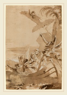 Giustino Menescardi, Italian (c. 1720-c. 1776), The Flight into Egypt with the Holy Family and Two