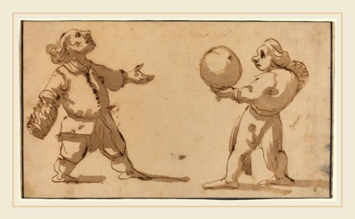 Giuseppe Maria Mitelli, Italian (1634-1718), A Caricature with Ball Players, iron gall ink on laid