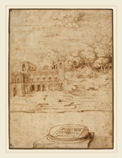 Venetian 16th Century, Probably Titian, Italian (c. 1490-1576), The Villa Imperiale, 1530s, pen and