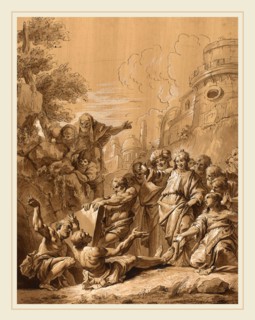Follower of Francesco Fontebasso, The Raising of Lazarus, 18th century, pen and brown ink, brush