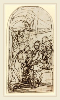 Italian 17th Century, The Mystic Marriage of Saint Catherine?, c. 1600, pen and brown ink on laid
