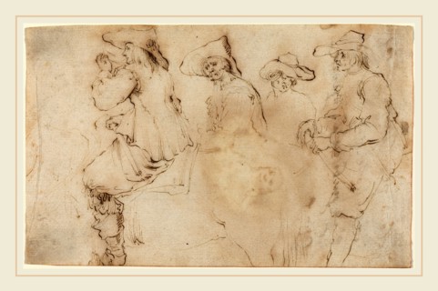 Stefano Della Bella, Italian (1610-1664), Four Horsemen, 1627-30, pen and brown ink on laid paper