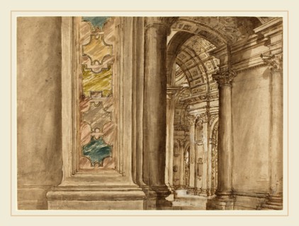Italian 17th Century, The Interior of Saint Peter's, Rome, first quarter 17th century, pen and