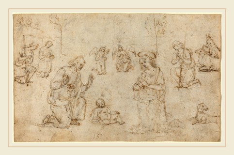Pietro Perugino, Italian (c. 1450-1523), The Adoration of the Shepherds, c. 1505, pen and brown ink