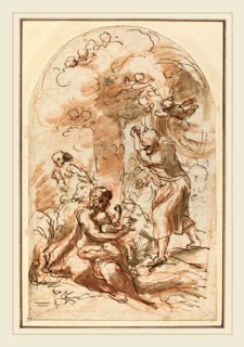 Correggio, Italian (1489-1494-1534), Study for the "Madonna della Scodella" [recto], 1523-1524, pen