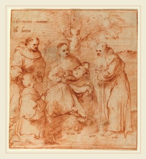Girolamo Romanino, Italian (1484-1487),c. 1560, The Madonna and Child with Saint Anthony Abbot and