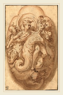 Taddeo Zuccaro, Italian (1529-1566), Mythological Figures, c. 1561, pen and brown ink and brown
