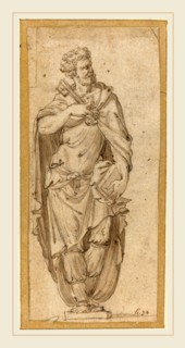 after Francesco Salviati, Saint Peter, pen and brown ink with brown wash