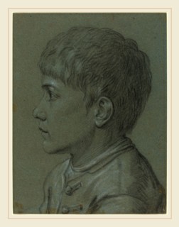 Paolo Farinati, Italian (1524-1606), Head of a Boy, black and white chalk on blue paper