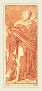 Elisabetta Sirani, Italian (1638-1665), Saint Andrew, red chalk with red wash on laid paper