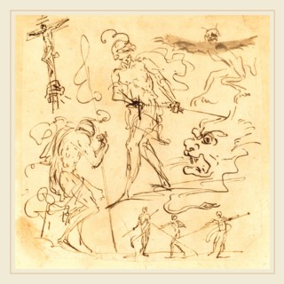 Pier Francesco Mola, Italian (1612-1666), Sheet of Studies with a Soldier Drawing a Sword, a
