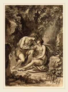Giovanni Battista Cipriani, Italian (1727-1785), Angelica and Medoro, brown and black wash, with