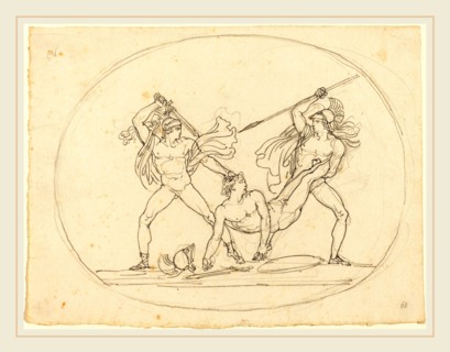 Bartolomeo Pinelli, Italian (1781-1835), Two Classical Warriors Fighting over a Dead Comrade,