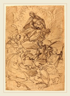 Giovanni Battista Paggi, Italian (1554-1627), The Madonna and Child in Glory Adored by Saints, pen