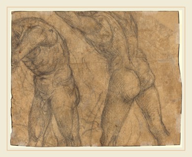 Luca Signorelli, Italian (1445-1450-1523), Two Nude Figures [verso], c. 1500, black chalk on tan