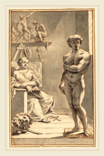 Gerard van Houten, Dutch (1675-1706), Allegory of Sculpture, pen and brown and gray ink with gray