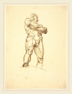 Bertel Thorvaldsen, Danish (c. 1770-1844), A Heroic Male Nude, pen and brown ink on wove paper