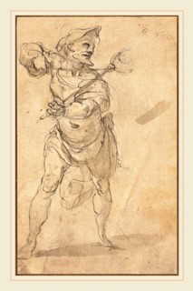 Jacopo Zucchi, Italian (c. 1541-c. 1590), A Tormentor With Tongs, pen and black ink with gray-brown