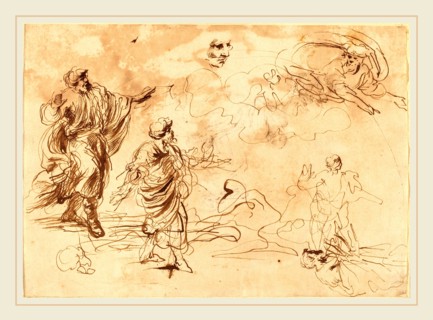 Giovanni Benedetto Castiglione, Italian (1609 or before-1664), Studies for a Biblical Scene with